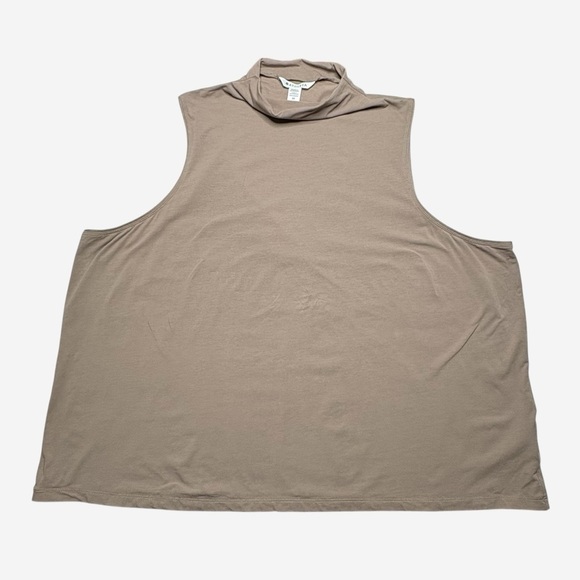 Athleta Outbound Pyrite Brown Mock Neck Sleeveless Cotton Tank Top 882327 3X - Picture 4 of 10